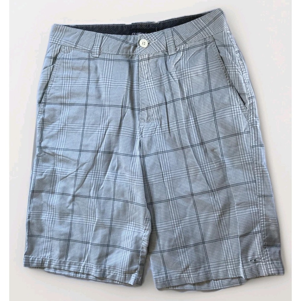 ONeill Shorts Mens 30 Gray Plaid Flat Front Golf Casual Walking Chino Summer
